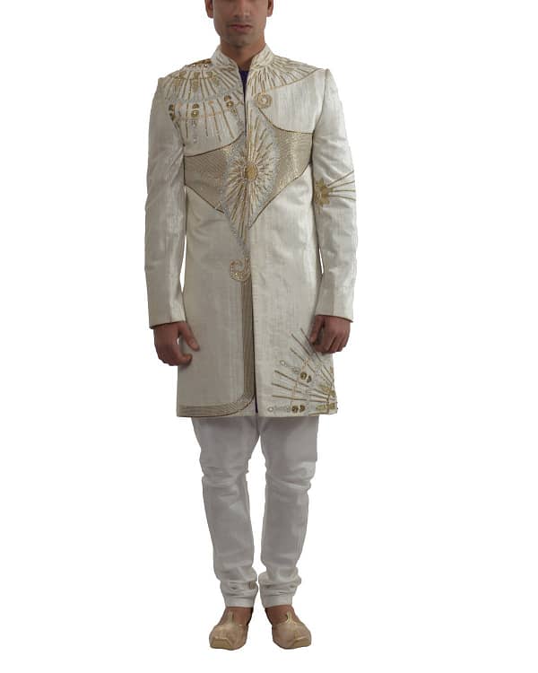 Designer Velvet Mens Sherwani - Image 2
