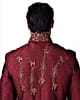Scarlet Red Silk Designer Wedding Sherwani - Image 3
