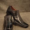 Designer Black Leather Slip-On Shoes