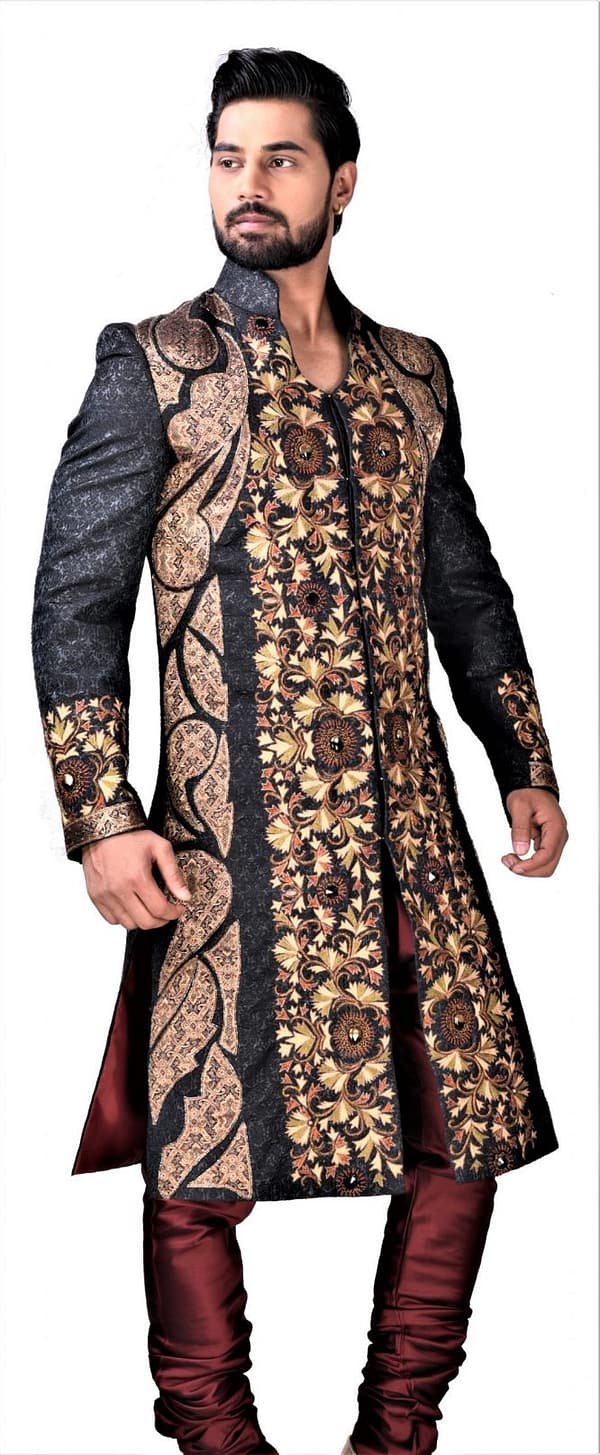 Bottle Green Silk Designer Wedding Sherwani
