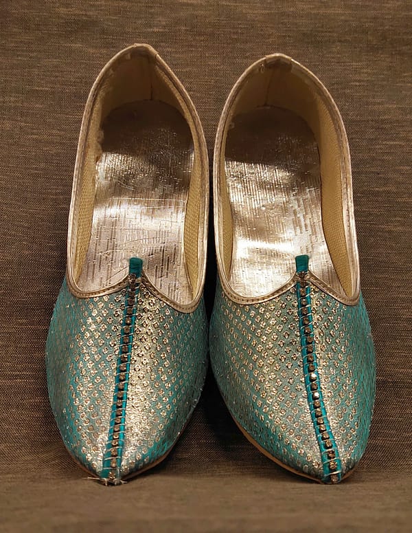 Mint Blue Brocade Mojri